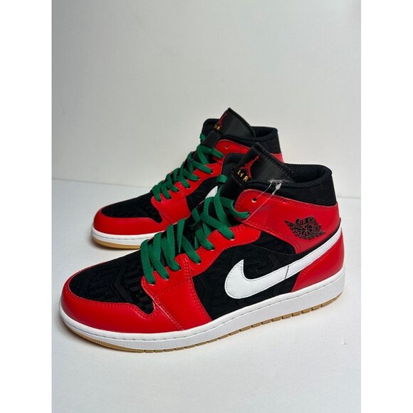Air Jordan 1 Mid SE (GS) Size 6Y/WMNS 7.5 Black/Fire Red-White-Mala DQ8418-006 - Picture 5 of 13